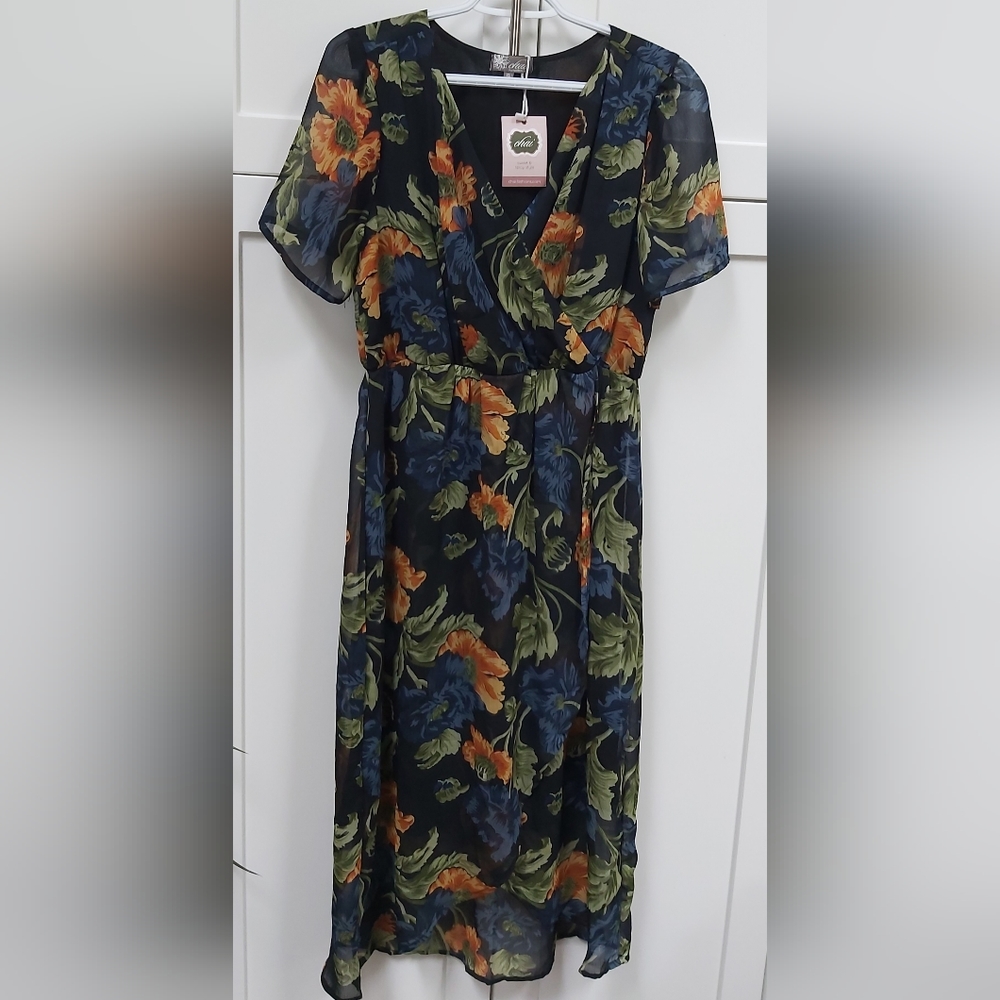 Chai Fashions floral faux wrap dress